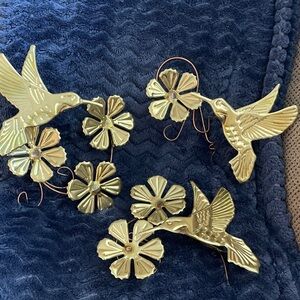 Mid Century Brass Hummingbird Wall Decor